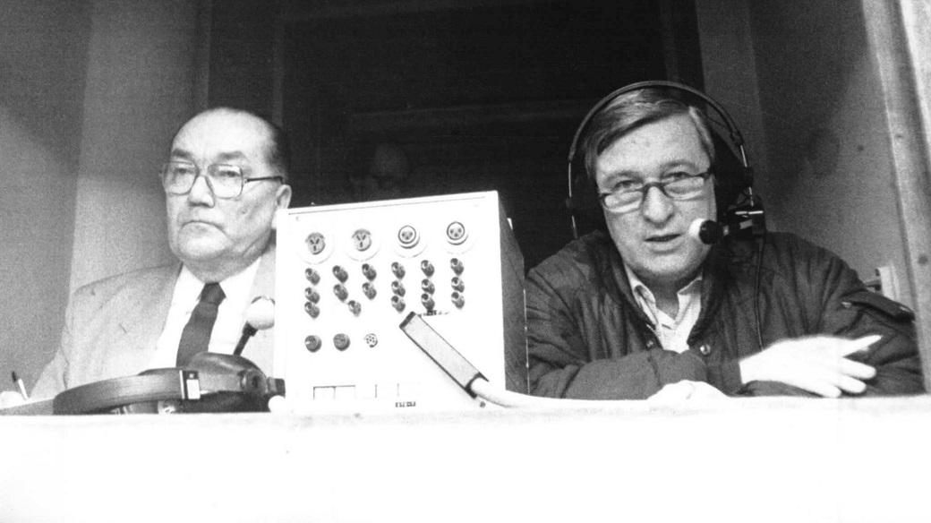 Stanislav Sigmund a Rudolf Gallo na MS v hokeji v Praze v r. 1985